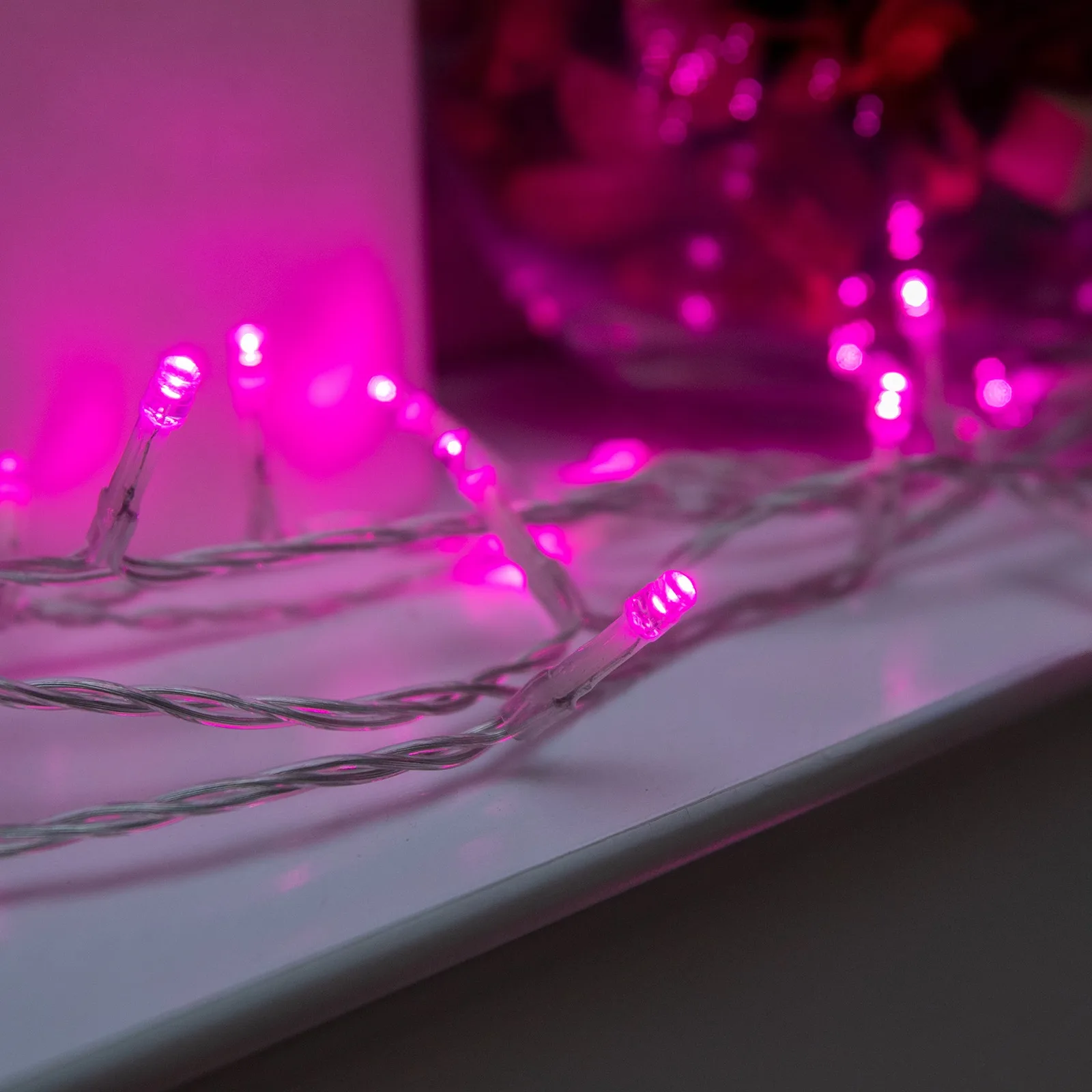 The Christmas Centre 120 LED Pink Multi-Function Christmas String Lights with Clear Cable — view 2 of 8