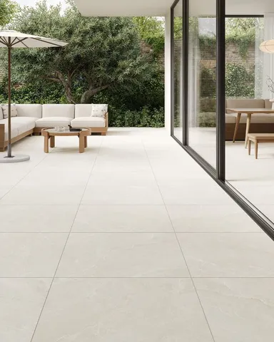 Sahara Warm Ivory Stone Effect Porcelain Paving Slabs