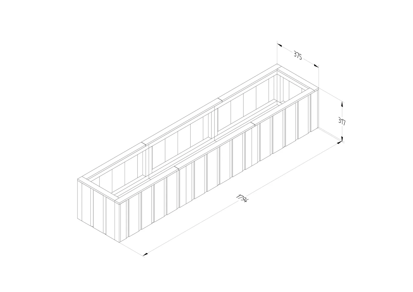 Low Level Lapline Planter 375mm x 1794mm — view 3 of 4