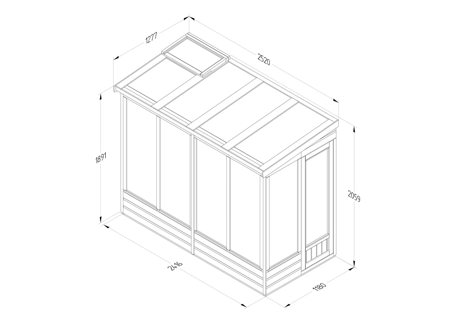 Wallscape Lean To Greenhouse 4 x 8 – Open Back — view 2 of 21