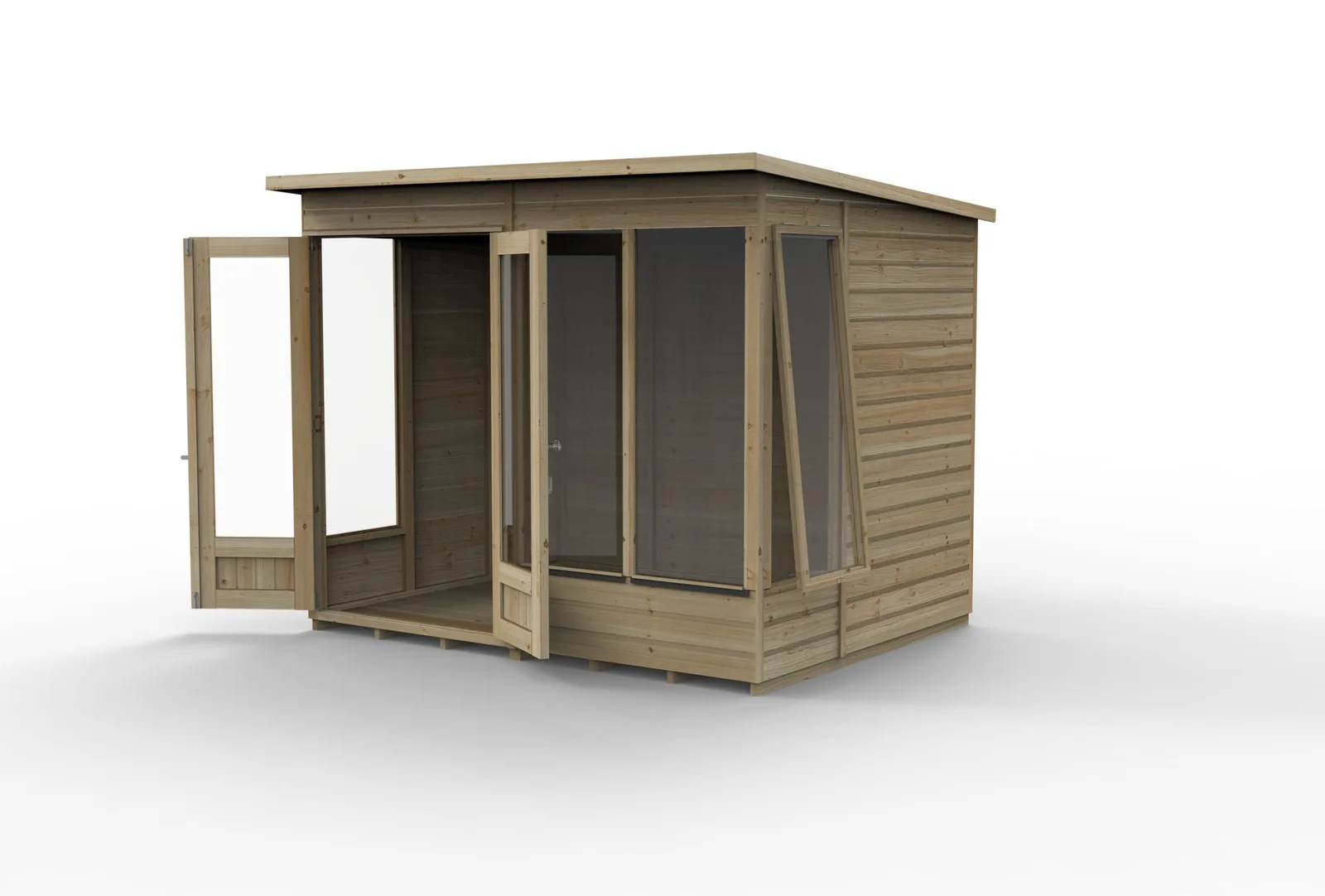 Beckwood Pent Summerhouse 8×6 – Double Door – 4 Windows – 1 Side Opening — view 3 of 18