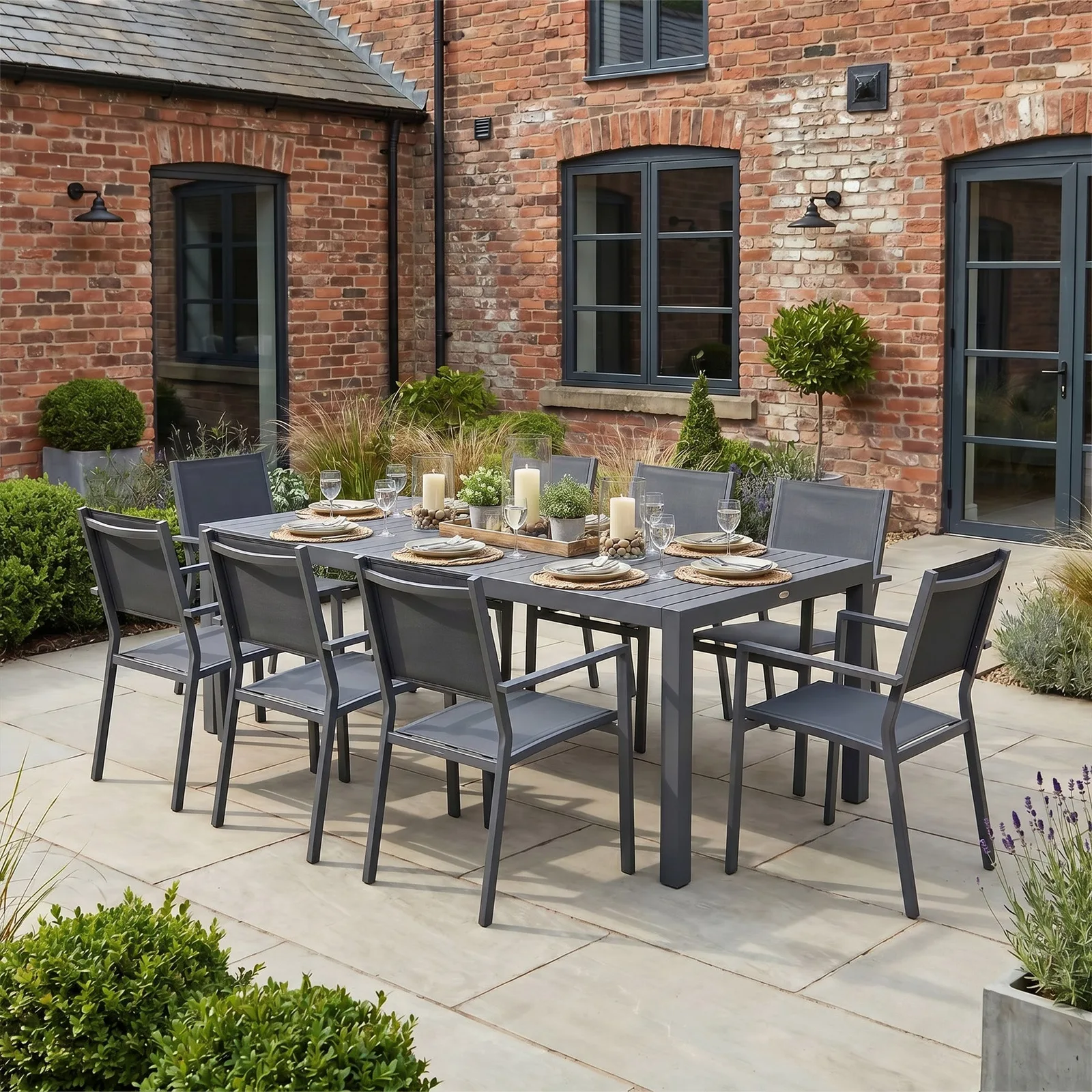 Bracken Outdoors Bracken Outdoors Byron 8 Seat Rectangular Extending Dining Aluminium Garden Furniture Set