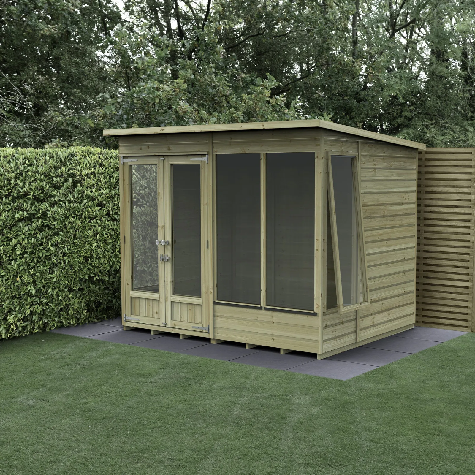 Beckwood Pent Summerhouse 8×6 – Double Door – 4 Windows – 1 Side Opening — view 2 of 18