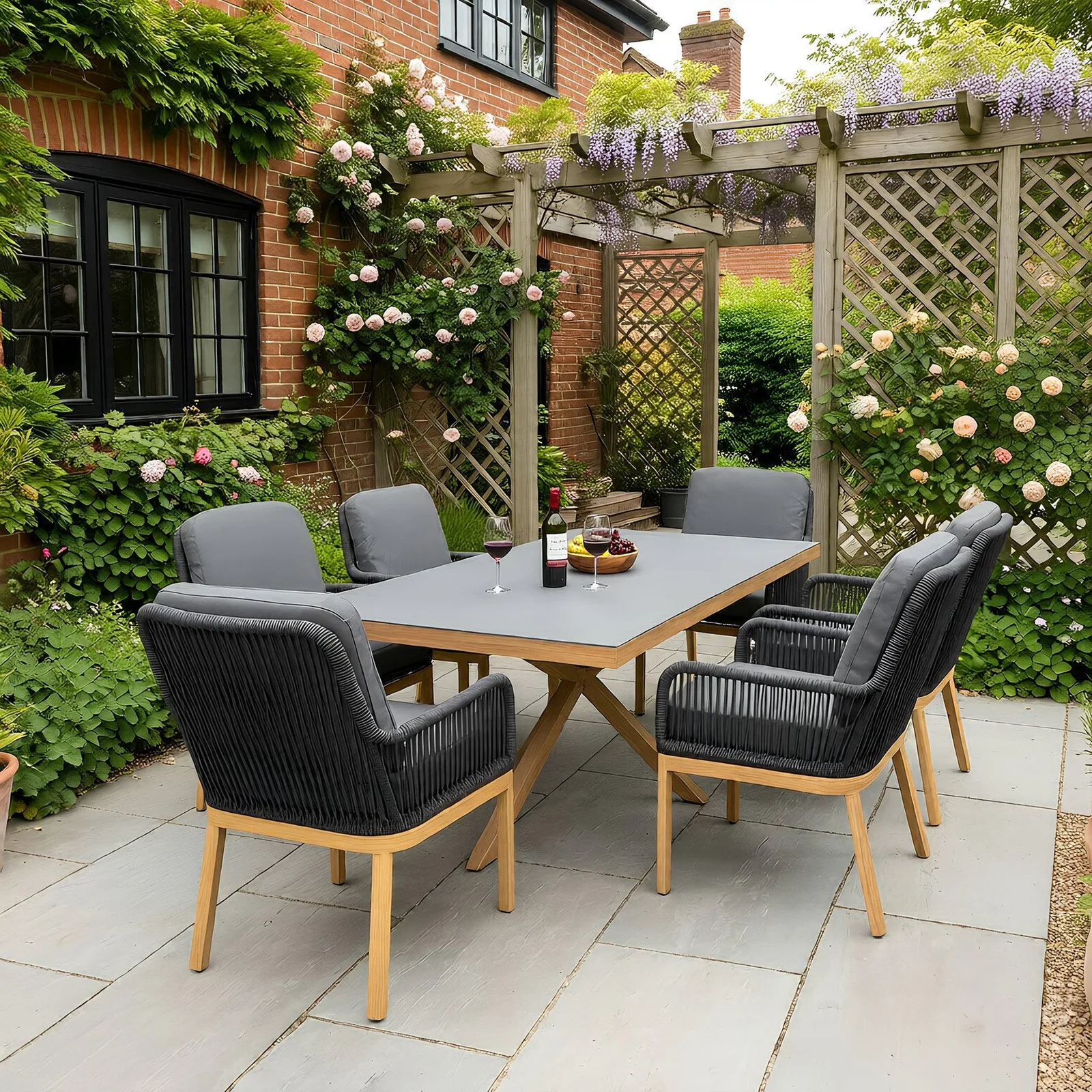 Bracken Outdoors Bracken Outdoors Santiago 6 Seat Rectangular Garden Furniture Dining Set — view 2 of 11