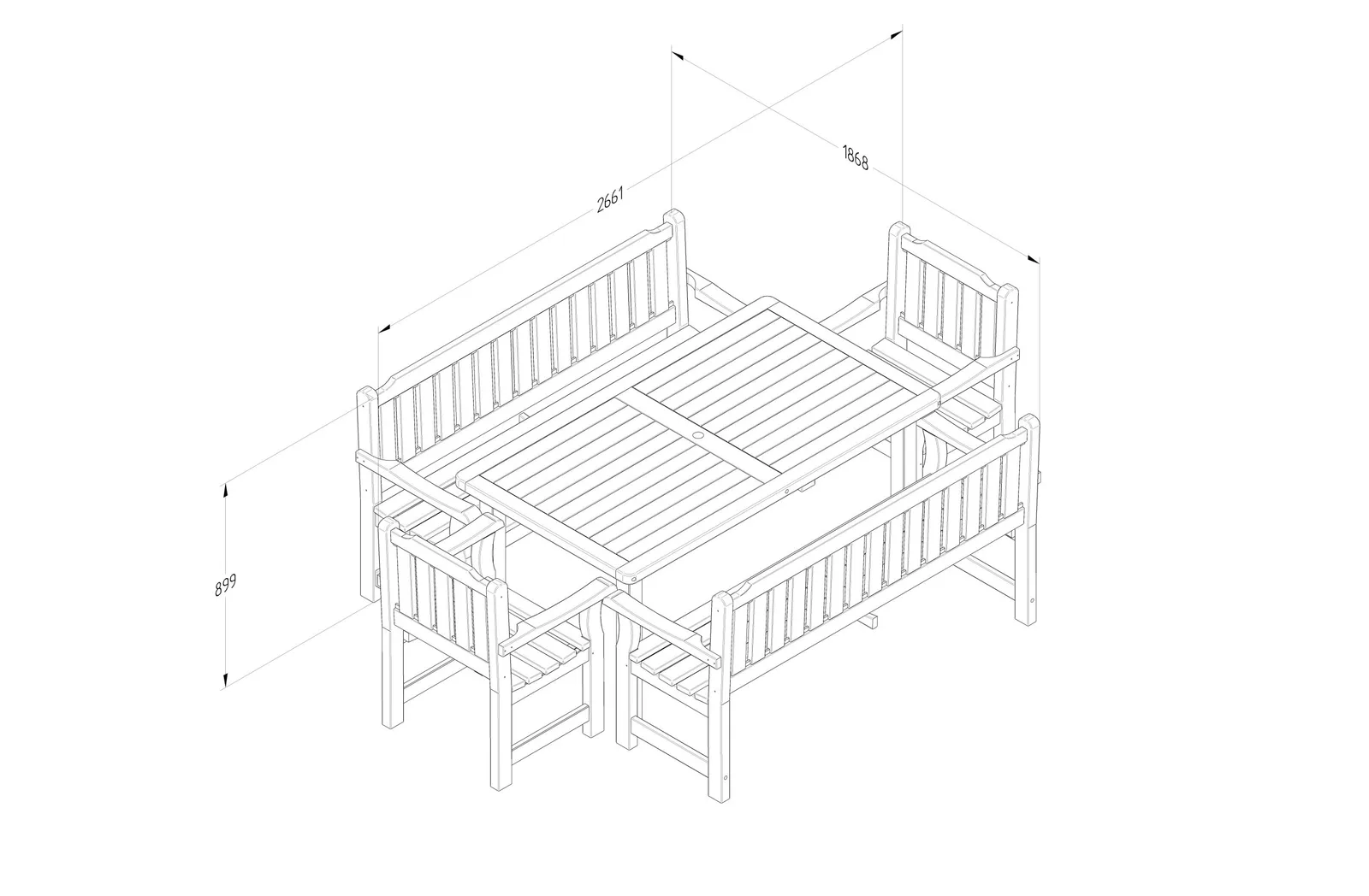 Rosedene Set 2 – Benches & Chairs & Table set — view 3 of 3