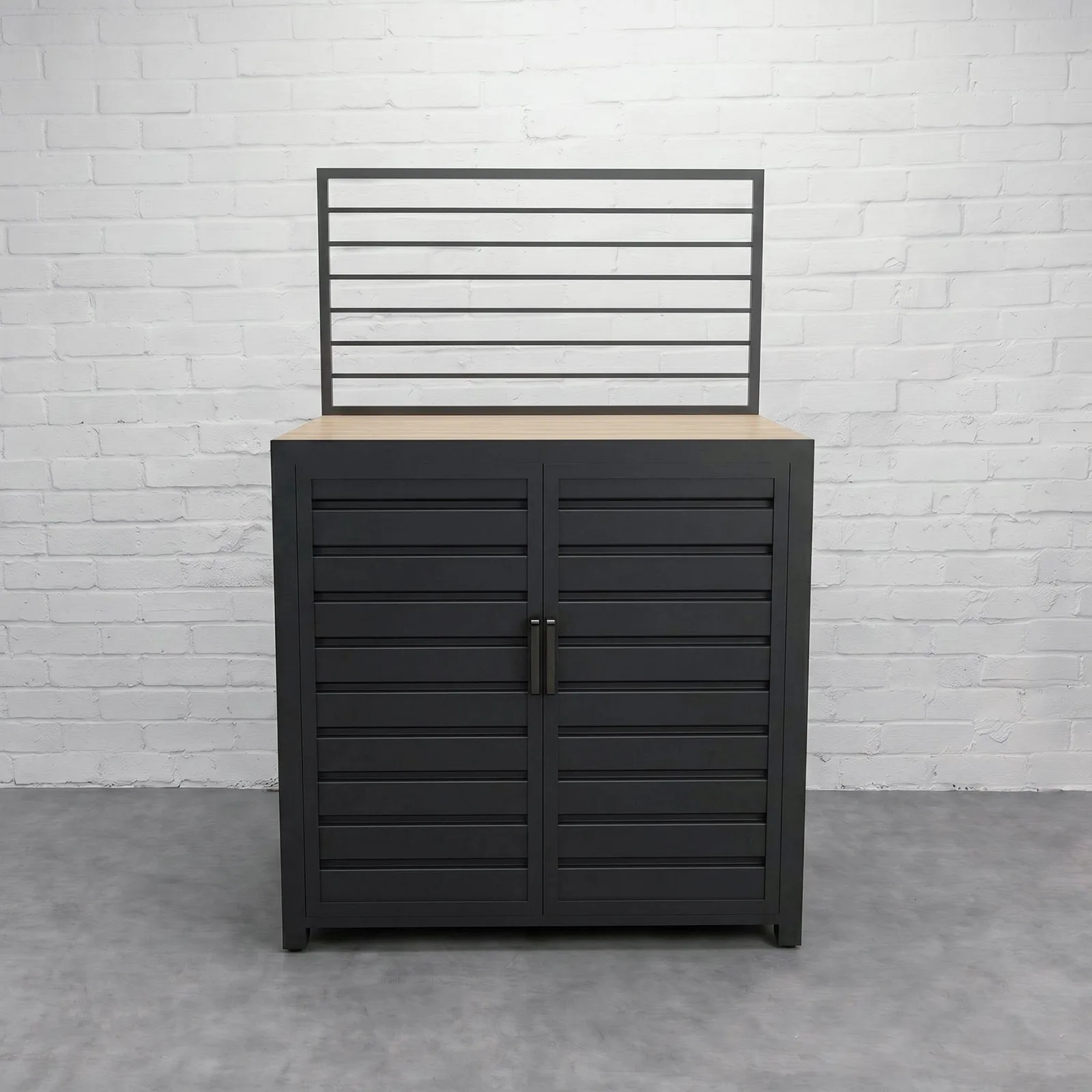 Draco Grills Draco Grills Scandic Aluminium Modular Outdoor Kitchen Double Door Unit with Wood Effect Top — view 2 of 6