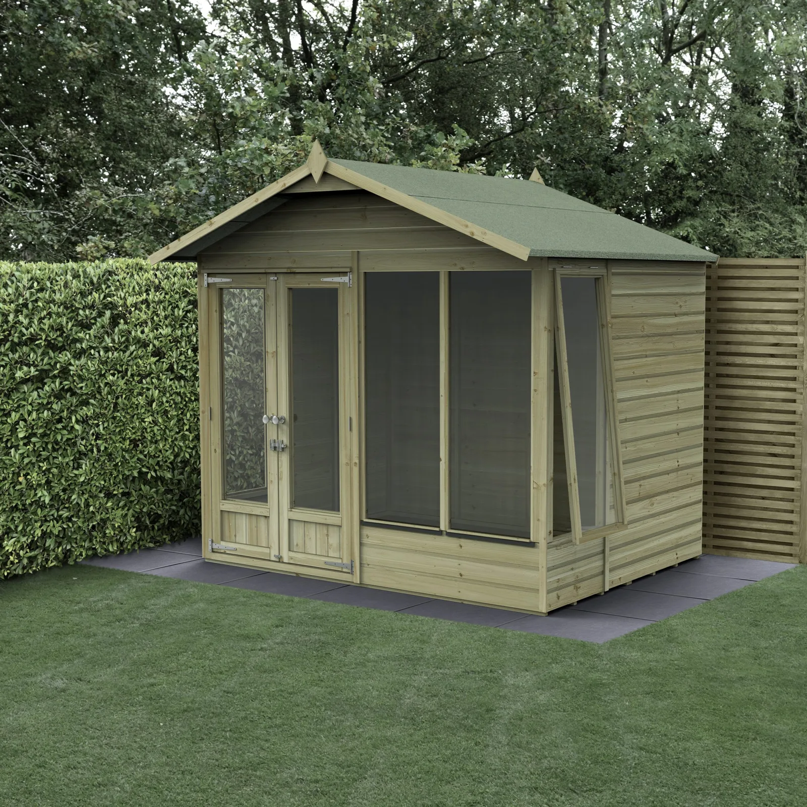 Beckwood Apex Summerhouse 8×6 – Double Door – 4 Windows – 1 Side Opening — view 2 of 18