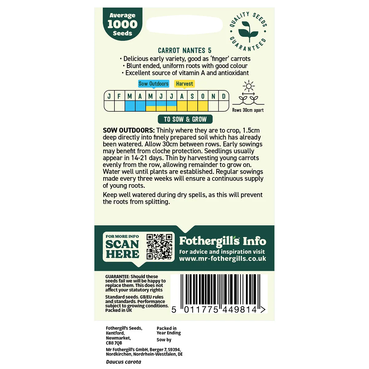 Mr Fothergills Oh Sow Simple - Medium Carrot Seeds — view 2 of 2