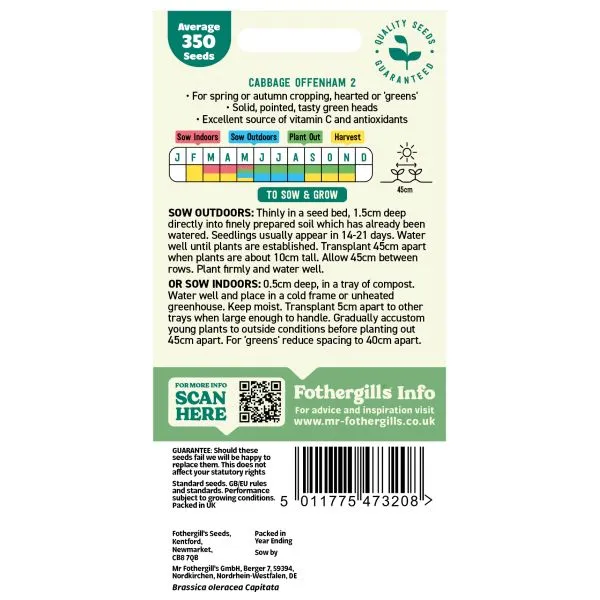 Mr Fothergills Cabbage Offenham 2 Seeds — view 2 of 2