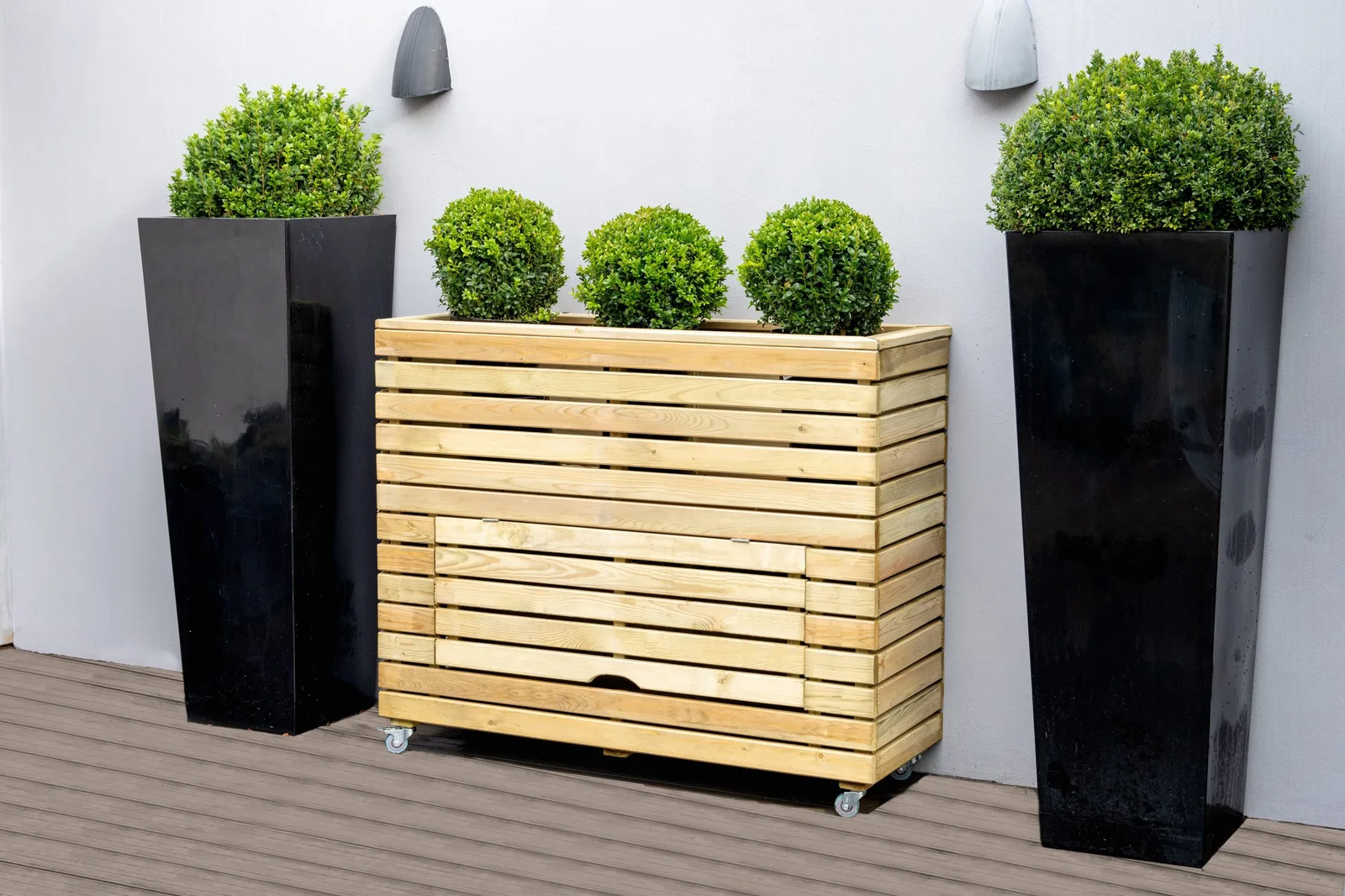 Tall Linear Planter with Wheels
