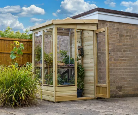 Wallscape Lean To Greenhouse 4 x 4 – Solid Back