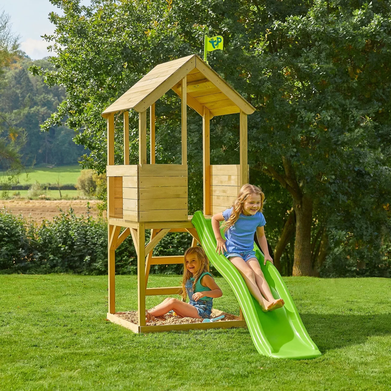 TP Toys TP Treehouse Wooden Play Tower with Wavy Slide - FSC® certified — view 2 of 3