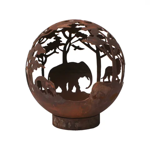 Robert Charles Garden Fire Ball 50cm Safari Design with Rust Finish