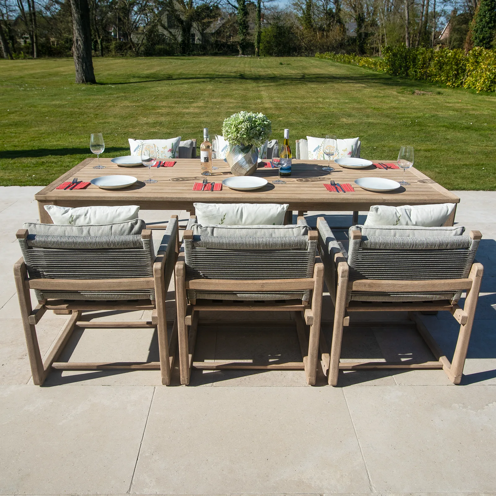 Bracken Outdoors Bracken Outdoors Burford Rope Wooden Rectangular 6 Seat Dining Garden Furniture Set — view 2 of 14