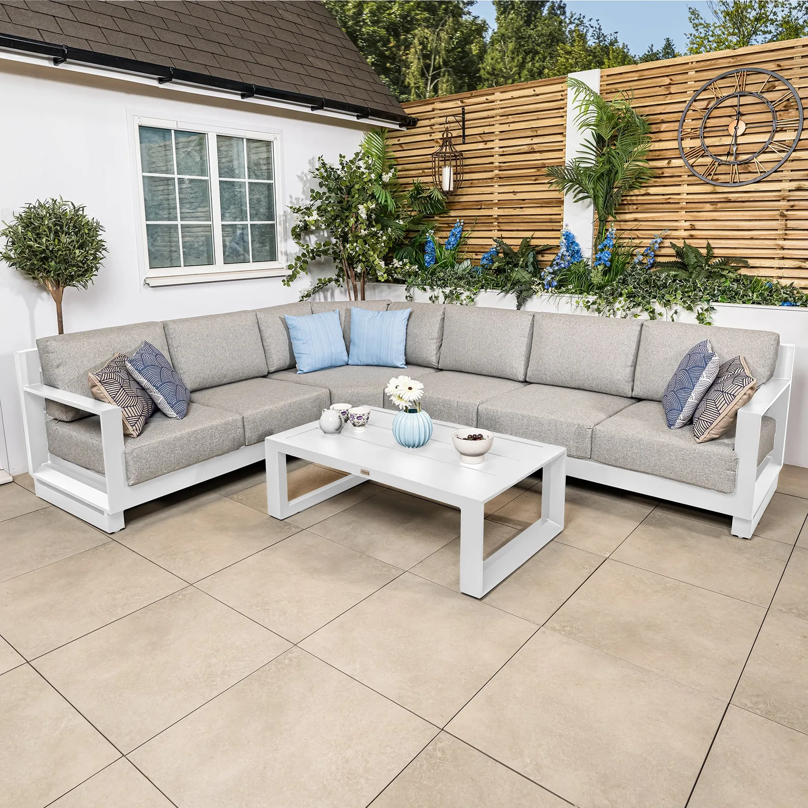 Bracken Outdoors Bracken Outdoors Panama Warm Grey Aluminium Rectangular Corner Sofa Set with Coffee Table — view 2 of 8
