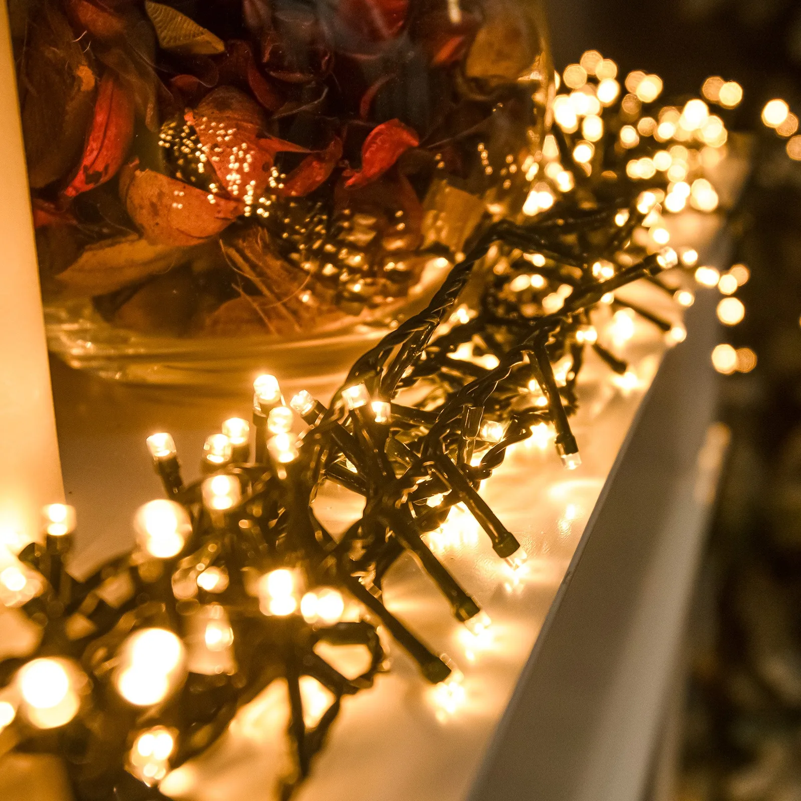 The Christmas Centre Warm White LED Multi-Function Christmas String Lights with Green Cable 240,360,480,720,960 Bulbs — view 2 of 6