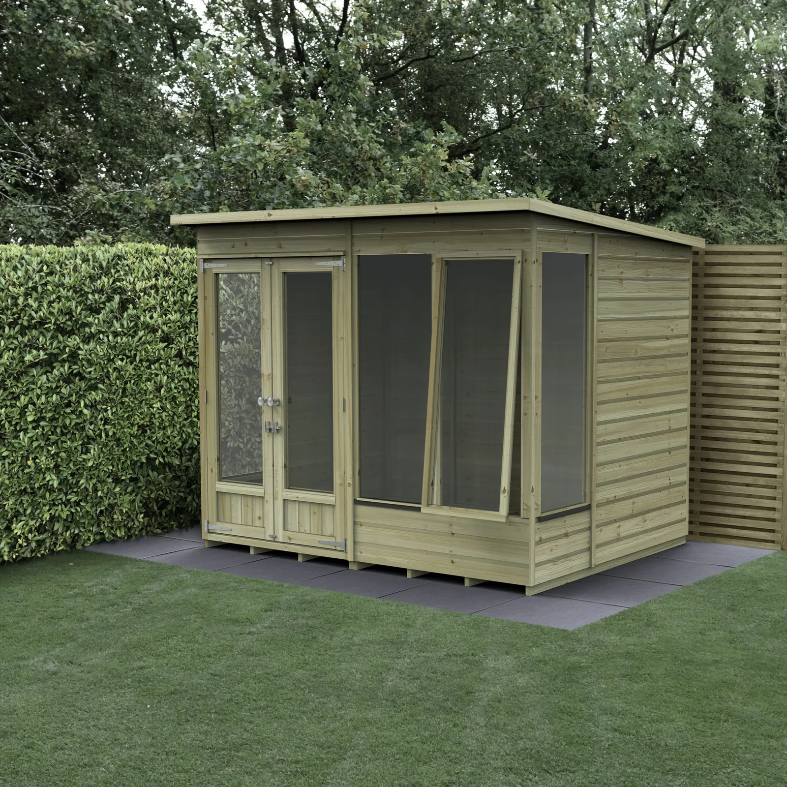 Beckwood Pent Summerhouse 8×6 – Double Door – 4 Windows – 1 Front Opening — view 2 of 18