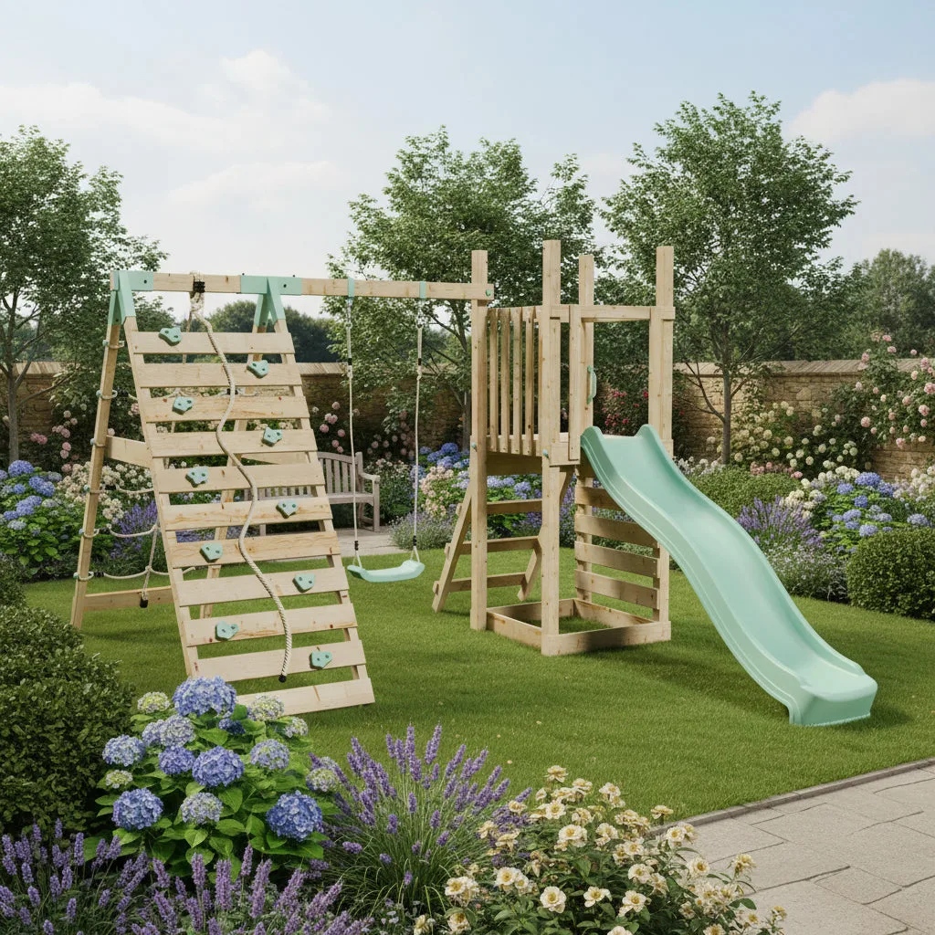 Mercia Garden Products Climbing Frame with Slide, Swing & Climbing Wall — view 2 of 11
