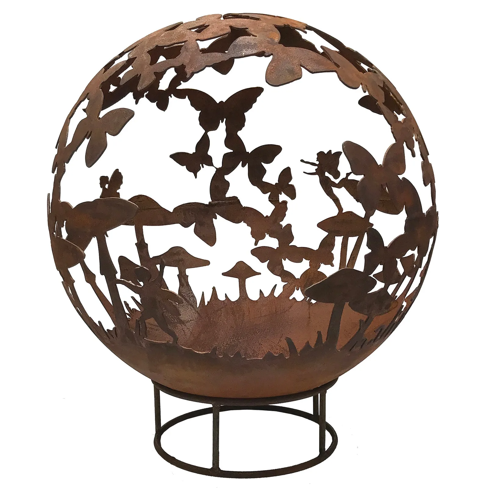 Robert Charles Garden Fire Ball 70cm Fairy Design with Rust Finish