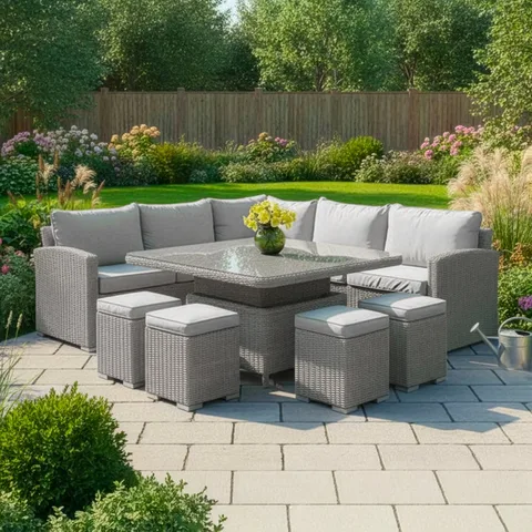Bracken Outdoors Bracken Outdoors Richmond Square Rattan Corner Sofa Garden Furniture Set with Height Adjustable Table