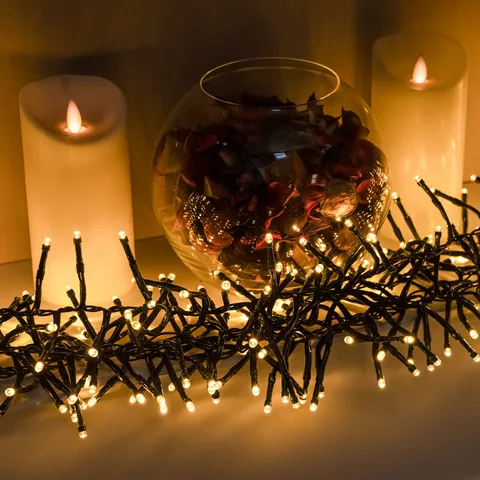 The Christmas Centre Warm White Multi-Function Christmas Cluster Lights with Green Cable 360, 480, 720, 960, 2000 LEDs