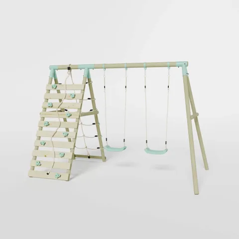 Mercia Garden Products Double Swing with Climbing Wall