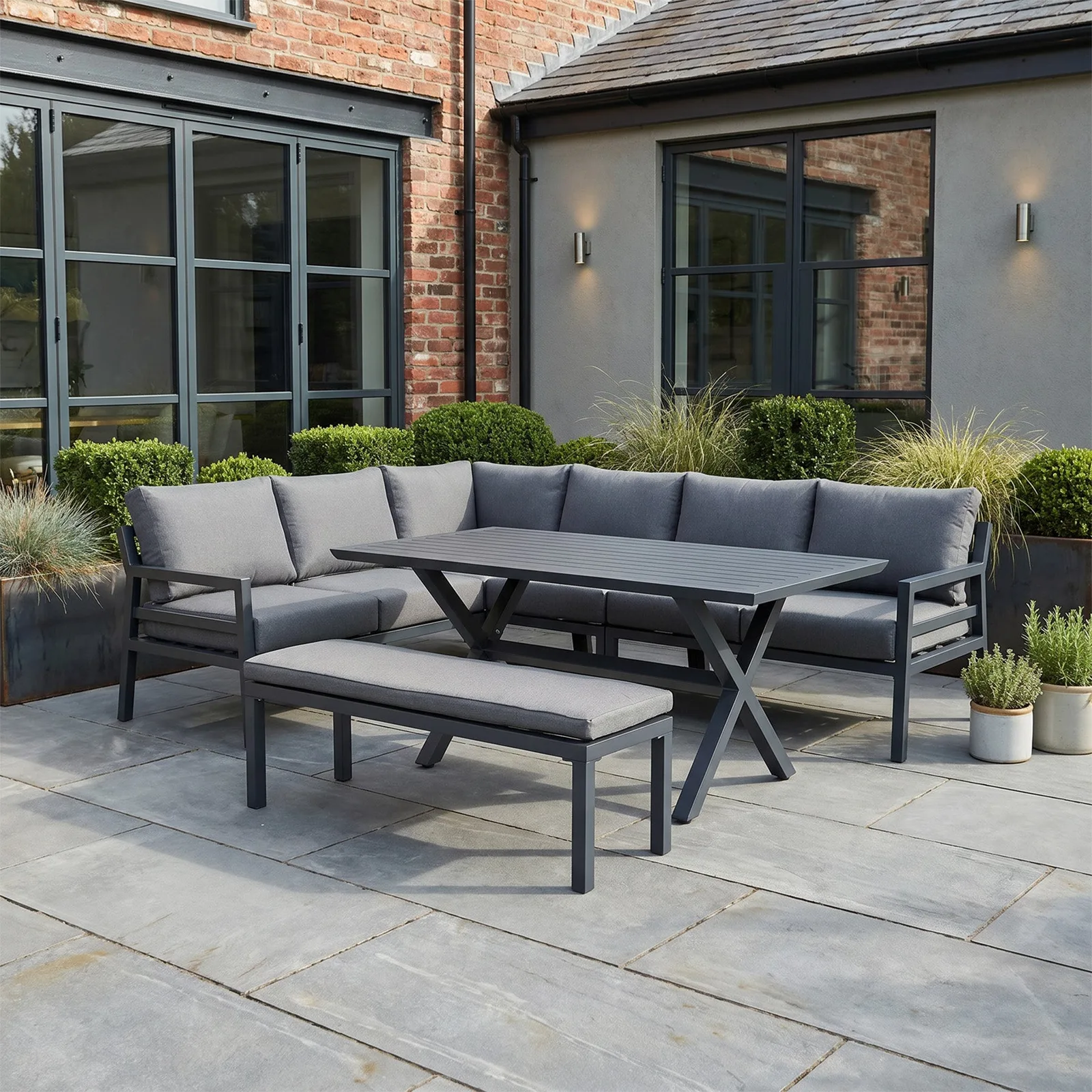 Bracken Outdoors Bracken Outdoors Marley Aluminium Corner Sofa Casual Dining Garden Furniture Set — view 2 of 7