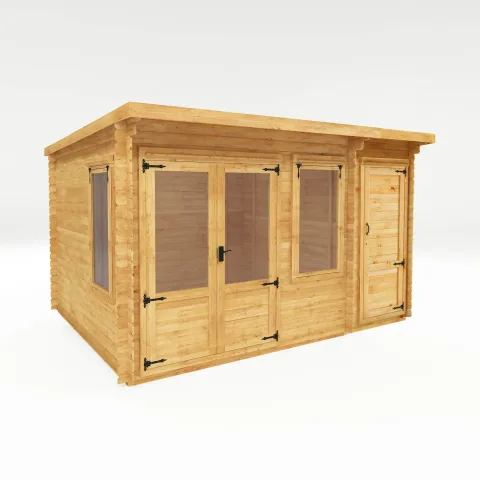 Mercia Garden Products Value 19mm Pent Log Cabin with Side Shed