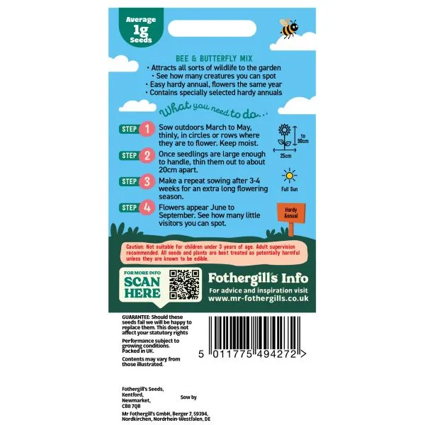 Mr Fothergills Little Gardeners Bee & Butterfly Mix Seeds — view 2 of 2