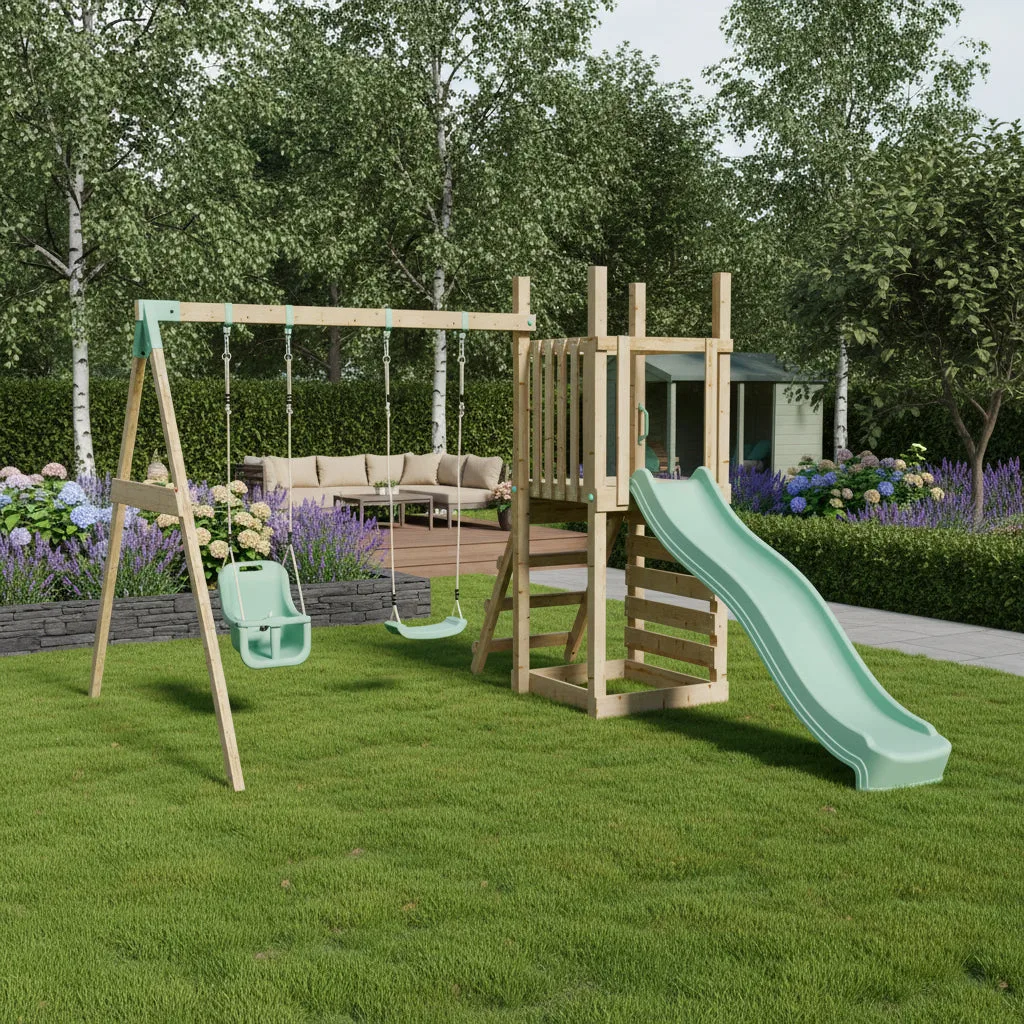 Mercia Garden Products Climbing Frame with Slide, Swing & Baby Swing — view 2 of 9