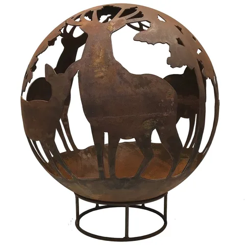 Robert Charles Garden Fire Ball 90cm Stag Design with Rust Finish