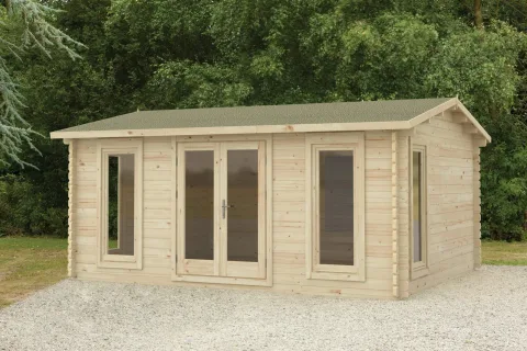 Rushock 5.0m x 4.0m Log Cabin Double Glazed 24kg Polyester Felt, Plus Underlay
