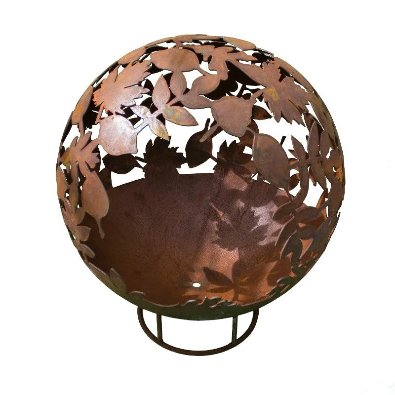 Robert Charles Garden Fire Ball 90cm Leaf Design with Rust Finish — view 2 of 3
