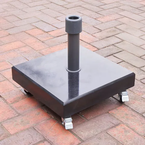 Platinum Platinum Rome 40kg Polished Black Granite Parasol Base with Wheels