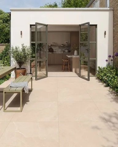 Sahara Beige Stone Effect Porcelain Paving Slabs
