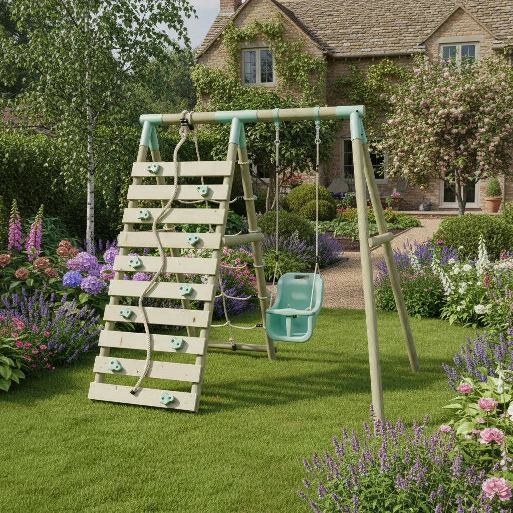 Mercia Garden Products Single Baby Seat Swing with Climbing Wall — view 2 of 9