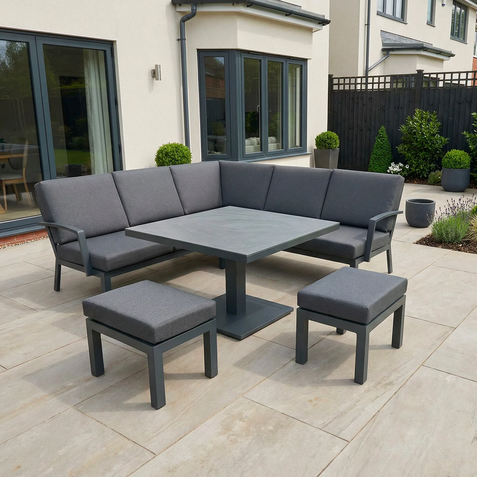 Bracken Outdoors Bracken Outdoors Miami Dark Aluminium Compact Corner Set with Adjustable Table and Stools — view 2 of 10