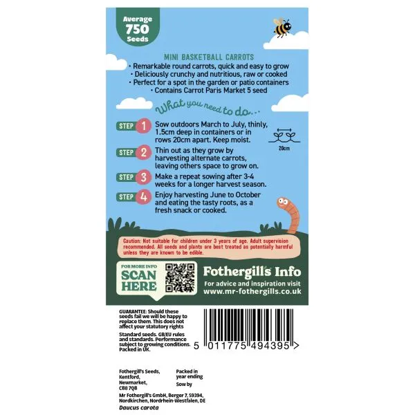 Mr Fothergills Little Gardeners Basketball Carrots Seeds — view 2 of 2