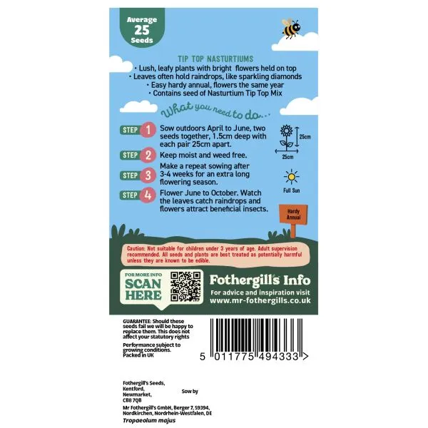 Mr Fothergills Little Gardeners Tip Top Nasturtiums Seeds — view 2 of 2