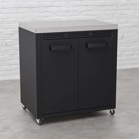 Draco Grills Draco Grills Titan Outdoor Kitchen Black Double Door Cabinet with Stainless Steel Top