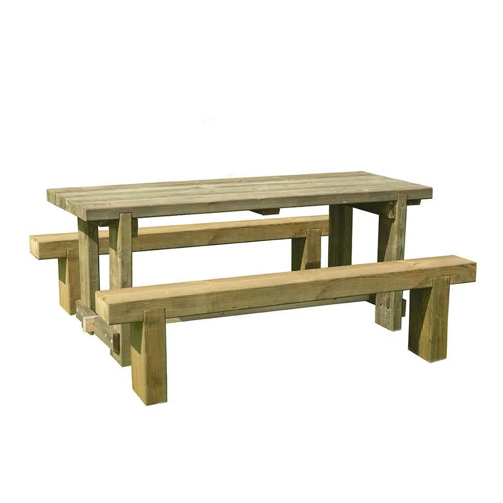 Refectory Table and Sleeper Bench Set – 1.8m — view 3 of 8
