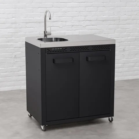 Draco Grills Draco Grills Titan Outdoor Kitchen Black Sink Cabinet with Stainless Steel Top