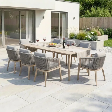 Bracken Outdoors Bracken Outdoors Canberra 8 Seat Rectangular Aluminium & Rope Dining Garden Furniture Set