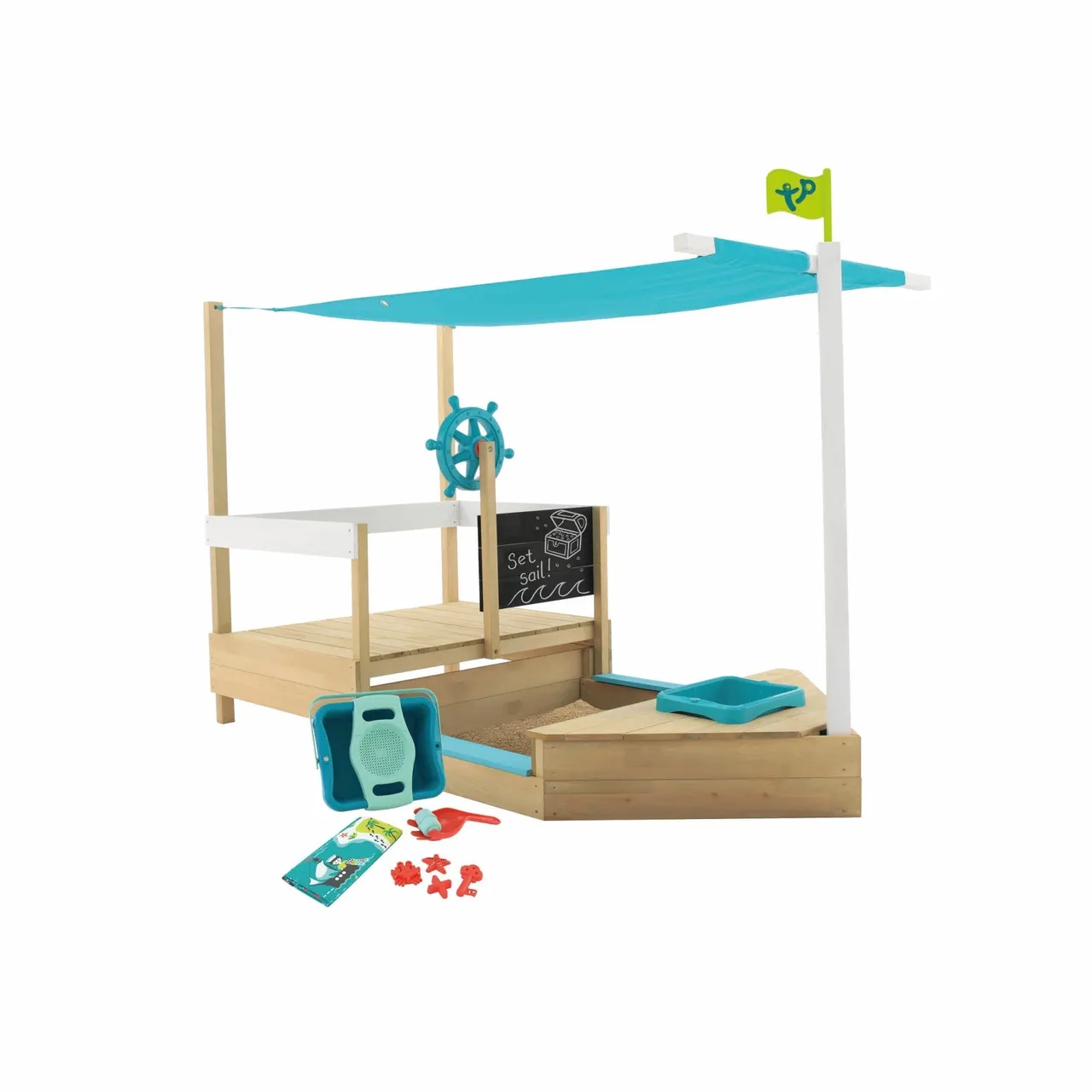 TP Toys TP Ahoy Wooden Playboat with Dig & Explorer Accessory Kit - FSC® certified