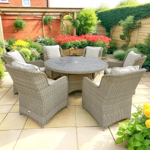 Bracken Outdoors Bracken Outdoors Richmond 6 Seat Rattan Round Garden Furniture Dining Set