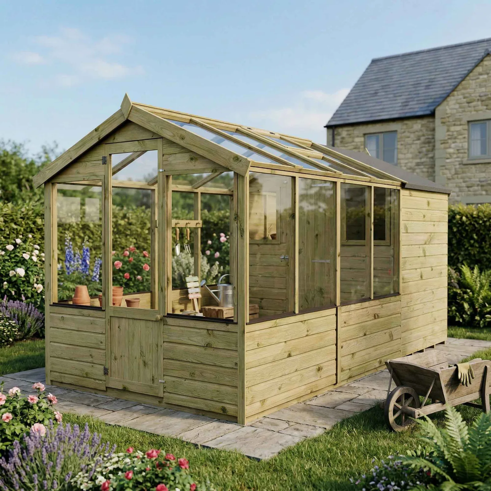 Mercia Garden Products Shiplap Combi Greenhouse & Wooden Shed — view 2 of 3