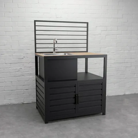 Draco Grills Draco Grills Scandic Aluminium Modular Outdoor Kitchen Sink and Cabinet with Wood Effect Top