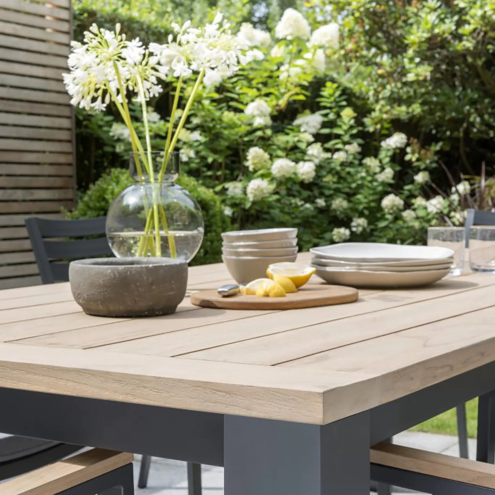 Kettler Kettler Elba Signature Teak Top Aluminium Rectangular Dining Table 2.2m x 1m Grey — view 2 of 3