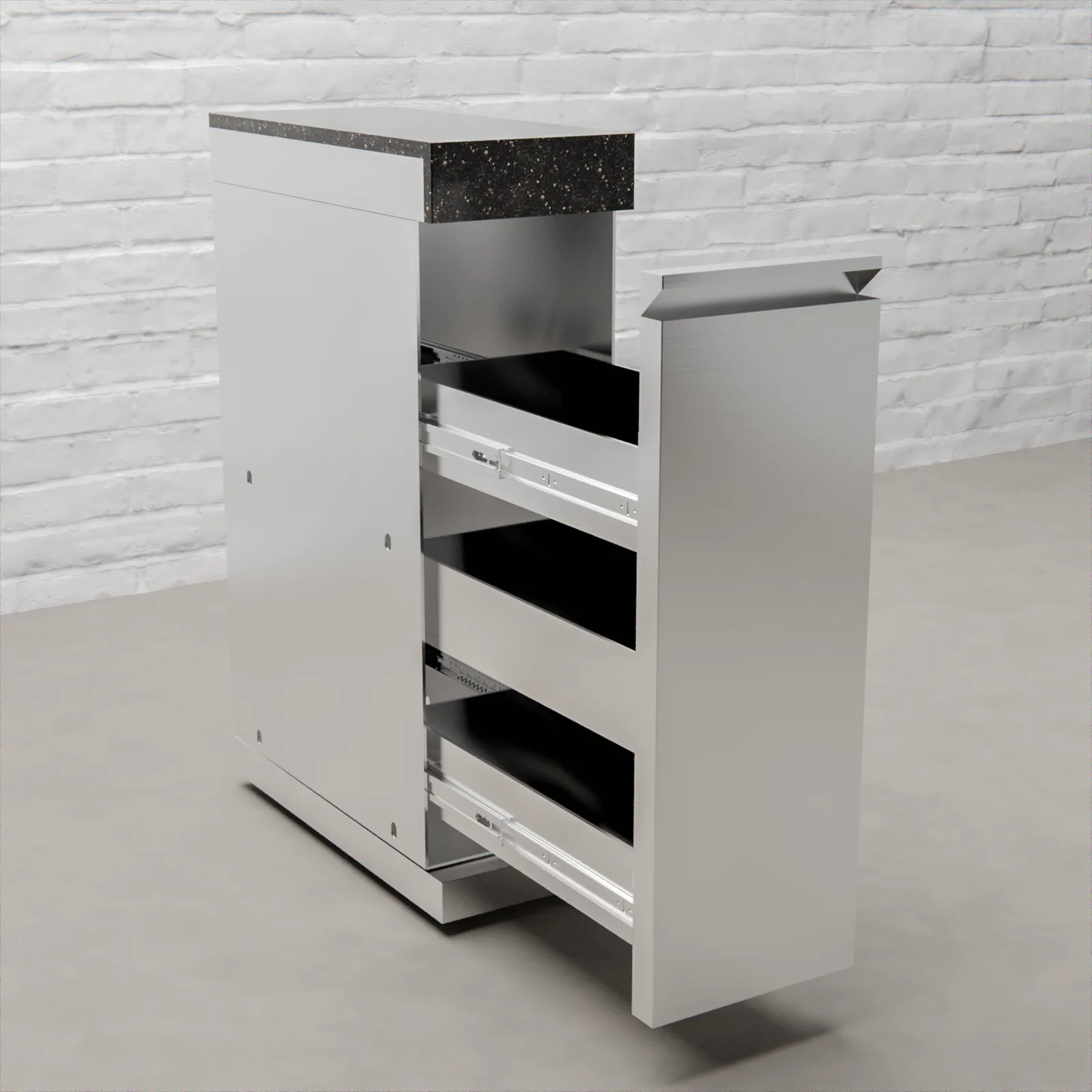 Draco Grills Draco Grills Outdoor Kitchen Stainless Steel Slimline Pull Out Drawer Cabinet with Granite Top — view 2 of 5