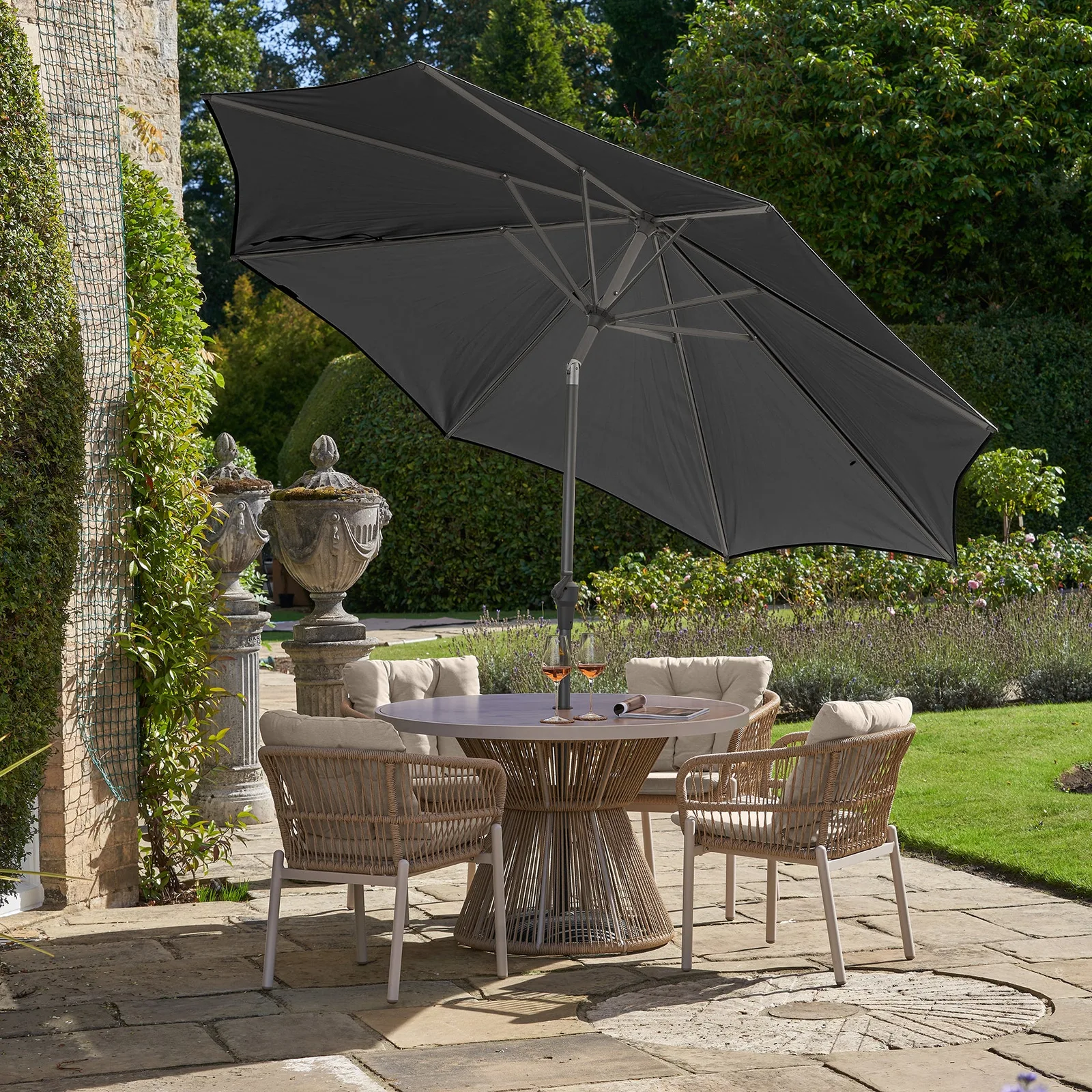 Platinum Platinum Riva 3m Round Crank and Tilt Anthracite Garden Parasol — view 2 of 10